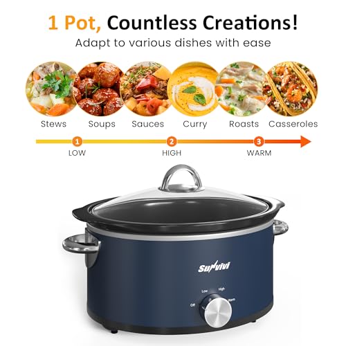 3 Quart Slow Cooker & Mini Food Warmer with 3 Heating Settings