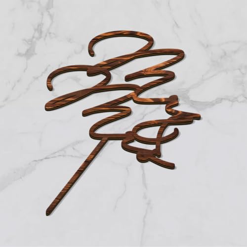 Mr & Mrs Wedding Cake Topper in Wood (Walnut Finish D1)