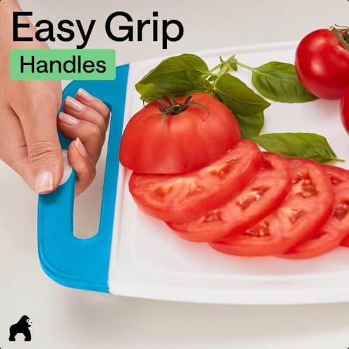 BPA Free Reversible Kitchen Cutting Board (Aqua/White / Large (Pack of 3))
