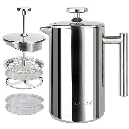 French Press Coffee Maker (Silver / 17 oz)