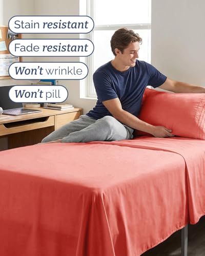 Twin XL 3 Piece Sheet Set (28 - Coral / Twin XL)