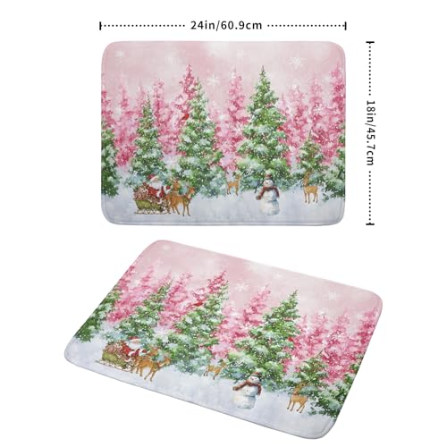 Winter Dish Drying Mat for Kitchen Counter Holiday Home Decoration Large (Winter Forest Colorful / 24" x 18")
