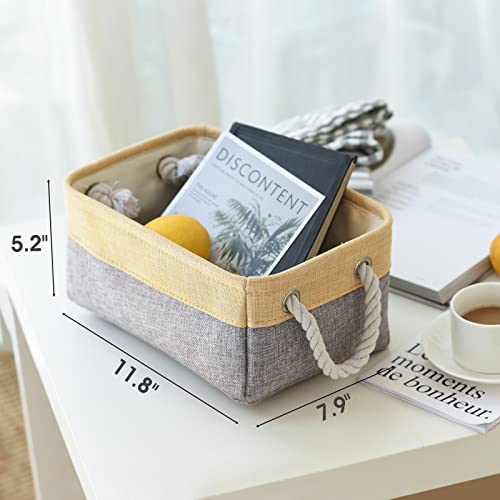 Organization and Storage Bins for Shelves (Golden&Grey / Small-6 Pack)