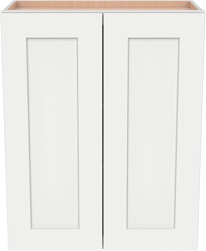 Wall-Mounted Cabinet – Solid Wood Shaker Style Medicine Cabinet with Adjustable Shelves & Soft-Close Doors for Bathroom, Kitchen, and Office Storage (Origami White, 30" W x 12" D x 36" H)