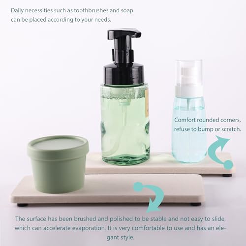 2Pcs Stone Soap Trays Water Absorbing Diatomite Coaster (Pale Gray / 8.7" x 3.2")