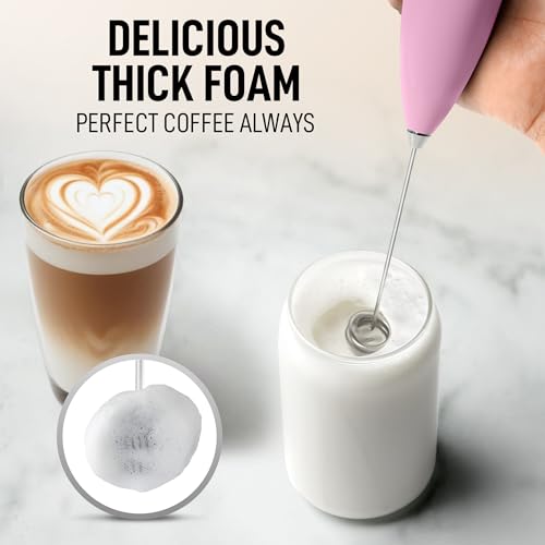 Powerful Milk Frother Wand With Duracell Batteries (Sweet Lavender / Double Whisk + Batteries)