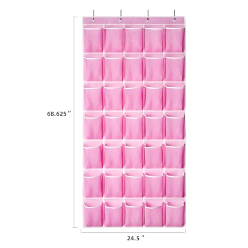 35 Pockets Over the Door Shoe Organizer (Pink - 35 Pockets)