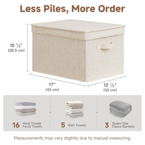 Fabric Storage Bins with Lids (Rustic Linen / Jumbo)