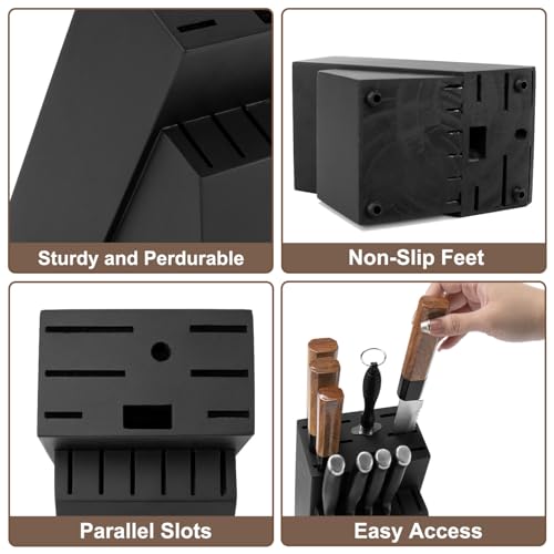 Universal Knife Block Without Knives (Black-14 Slot)