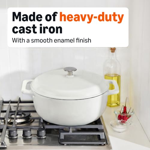 Enameled Cast Iron Dutch Oven Pot with Lid (Matte White / 7.3-Quart)