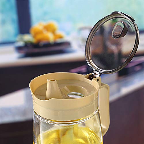 Oil Dispenser Vinegar Dispenser Maple Syrup Dispenser Glass Bottle Cruet No Drip Plastic Bottle Spout with Protective Cap drip Free Pour spout restarant 22Oz (Beige-650ml)
