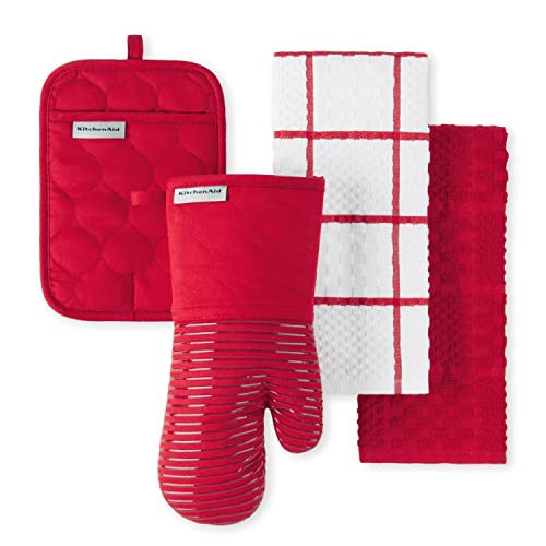 Quilted Cotton Terry Cloth Oven Mitt (Passion Red)