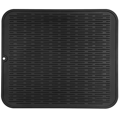 Silicone Dish Drying Mat for Multiple Usage (Black / 24"L x 18"W)