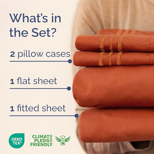 King Size 4 Piece Sheet Set (26 - Terracotta / King)