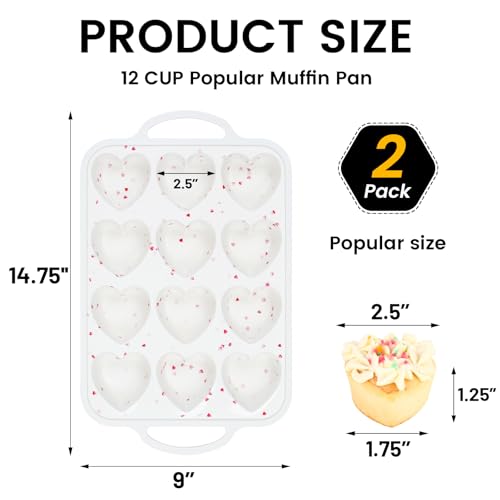 Silicone Heart Shaped Muffin Pan with Metal Reinforced Frame