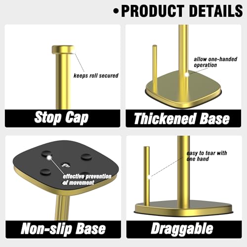 Paper Towel Holder Countertop (Brushed Gold / Holder)