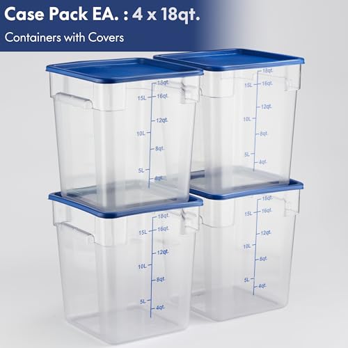 4 Pack Food Storage Containers with Blue Lids (18.0 Qt 4-Pack(Blue Lids))