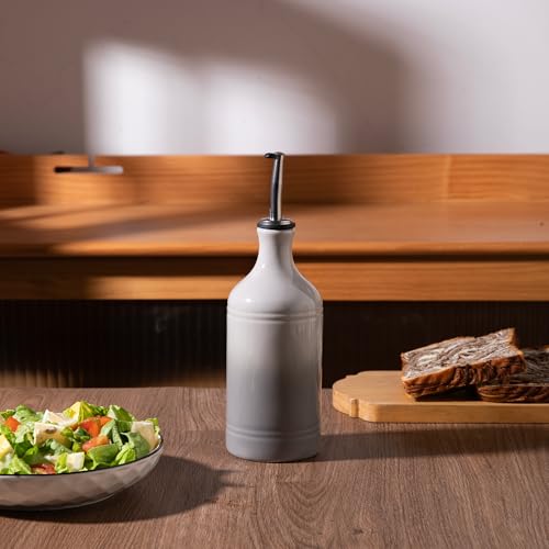 Sweejar Ceramic Olive Oil Dispenser Bottle (15.5 oz, Set of 1 / Gradient Fog Gray)