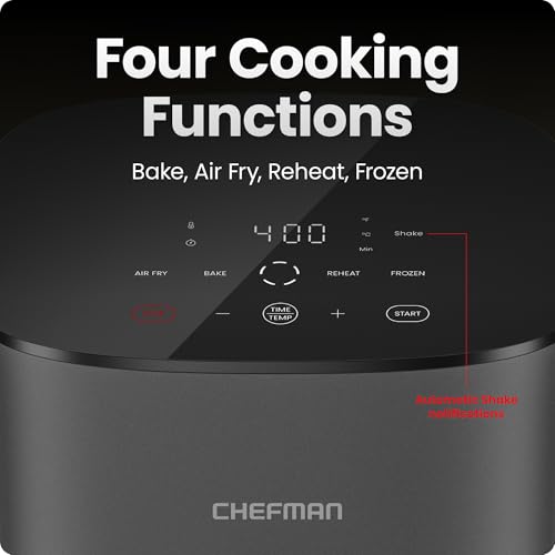 TurboX 4-in-1 Air Fryer, 5-Quart Airfryer for Extra Crispy Chicken, Fries, Wings, and More, Air Fry, Bake, Reheat, and Frozen Functions, Digital Touch Controls, Dishwasher Safe - Gray