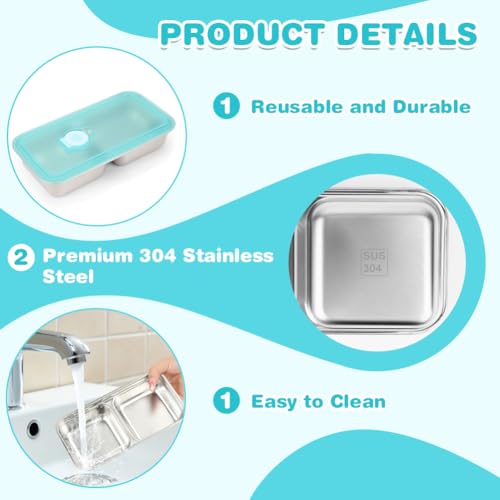 4 Pack Stainless Steel Snack Containers with Lids (4PCS-BLUE)