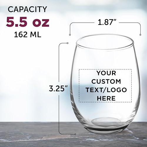 Custom Stemless Wine Glasses by ARC 5.5 oz Set of 12 (100 Count)