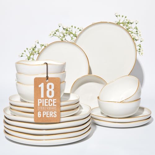 Stoneware Dinnerware Sets for 6 (White / Set (18pcs))