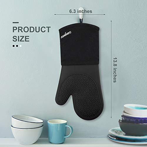 Silicone Oven Mitts (Black / 13.8in Oven Mitts)