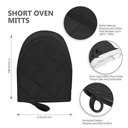 1 Pair Short Oven Mitts (Black)