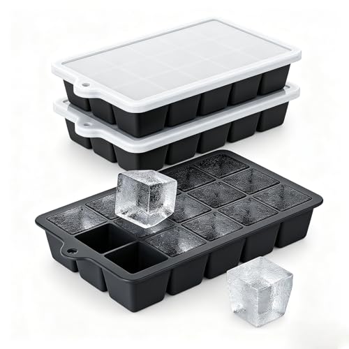 Silicone Ice Cube Tray 3 Pack (Black / Ice Cube Tray 3 Pack)