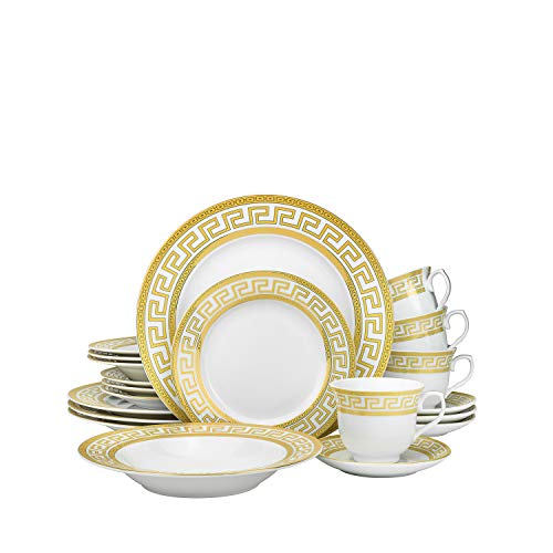 57 pc Banquet Dinnerware Set Gold Greek Key (Greek Key Gold)