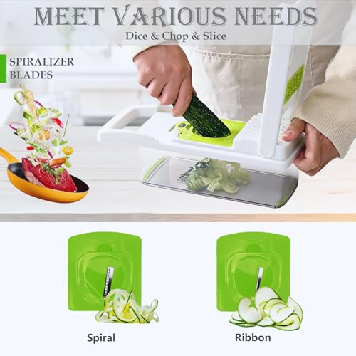 Vegetable Chopper Mandoline Slicer Home Kitchen Appliance Essential Gadget (White)