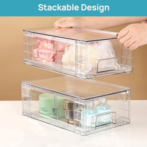 6 Pack Stackable Storage Drawers (6Pack 4.4"H-with Dividers)