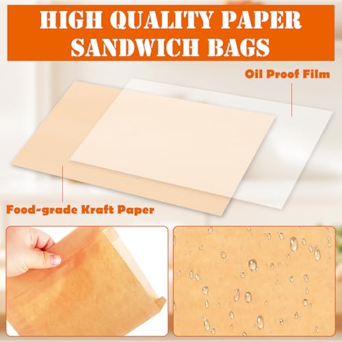 600 Pack Paper Sandwich Bags 8x6.3 inch Wax Paper Bags (Kraft-600PCS / 8x6.3 inch)