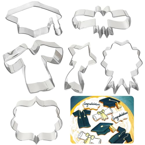 Graduation Cookie Cutters 6Pcs for Celebration Kitchen Baking (Graduation)
