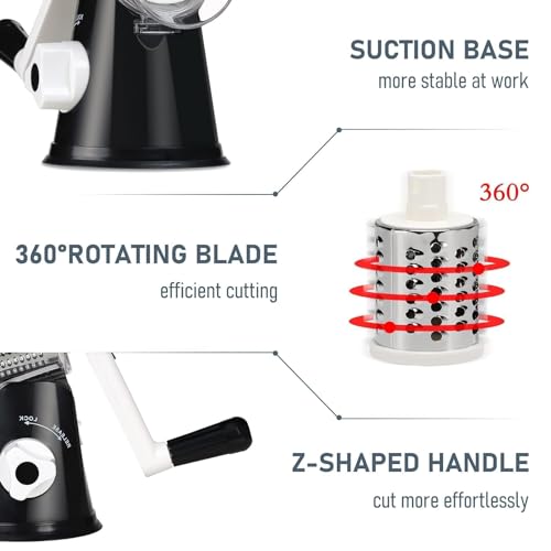 Rotary Cheese Grater Hand Crank Black