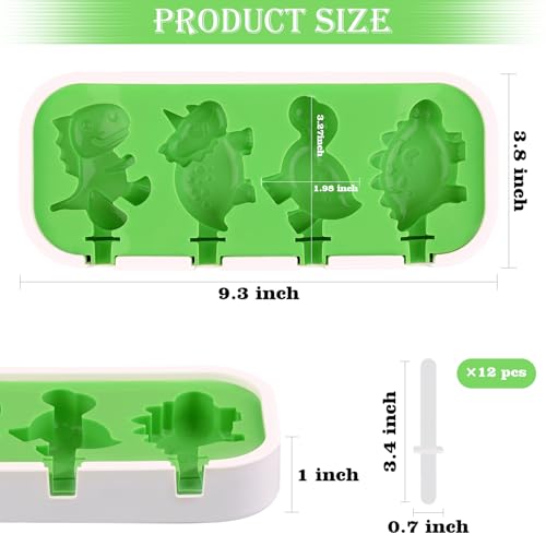2 Pack Silicone Popsicle Molds (2 Pcs Mini Cartoon - Green & Blue)