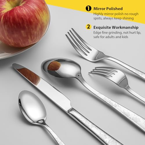40 Piece Silverware Set (Silver Peony)