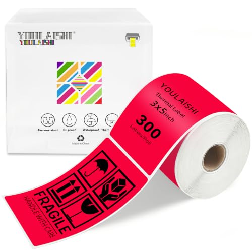 3 X 5 Inch Printable Waterproof Rectangle Color Coding Labels (Red)