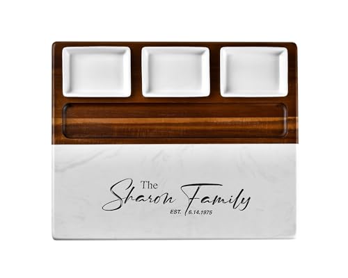 Wood Marble Cheese Board Set (Large 16" Marble with Engraving)