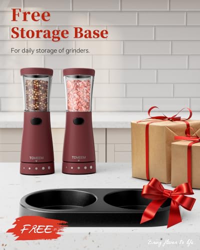 Electric Salt and Pepper Grinder Set with Storage Base (Roseo)