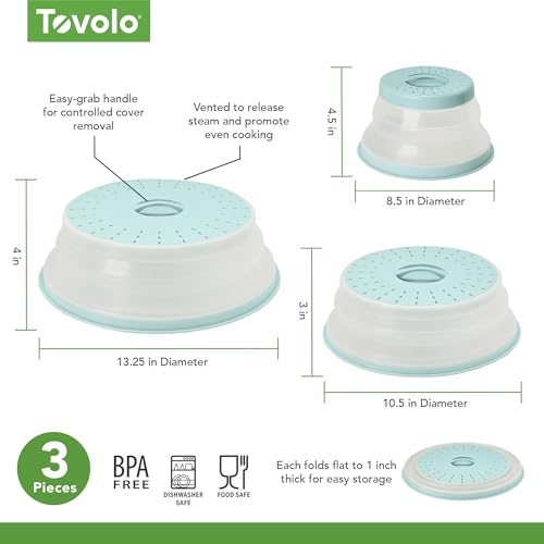 3 Piece Silicone Microwave Splatter Lid Set Blue Haze Small Medium Large Set of 3 (Blue Haze / Small/Medium/Large - 3-Pack)