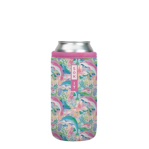 CanSok Sleeve for Beer & Soda Insulated Neoprene Cover (Dolphin Cove / 16oz Can Sleeve)