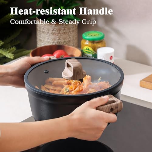 20Pcs Nonstick Pots and Pans Set (Midnight Black / L)