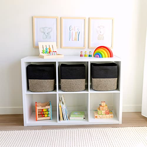 Storage Cubes 11 Inch Cotton Rope Woven Baskets for Organizing (Black & Mixed Black)
