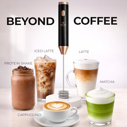 Rechargeable Milk Frother Handheld (Ultra Black Copper / Rechargeable Z1 Motor Max)