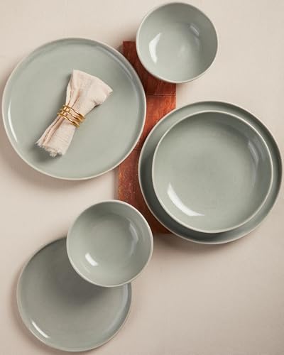 Stoneware Dinnerware Sets for 4 (Dusty Green / Set (16pcs))