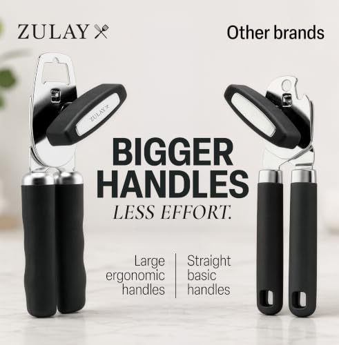 Manual Can Opener Heavy Duty Patented Stainless Steel (Black / Comfy Grip)