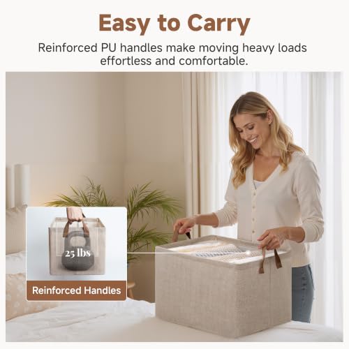 Fabric Storage Bins (Brown and Beige / 19" L x 13 ¼" W x 11" H)