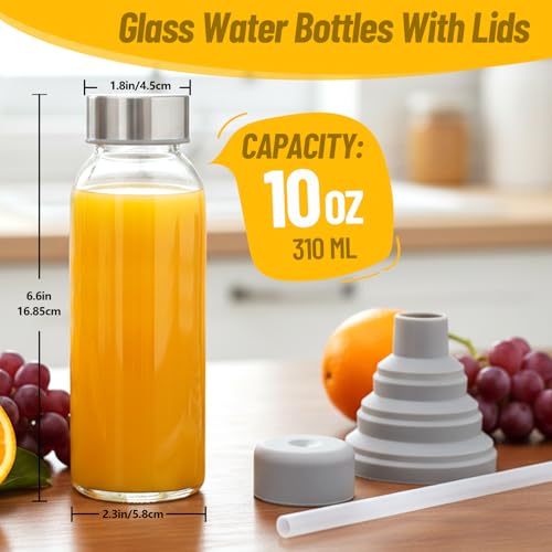 10 oz Glass Juice Bottles (Clear Glass Bottle 16 Pack / 10 Ounces)