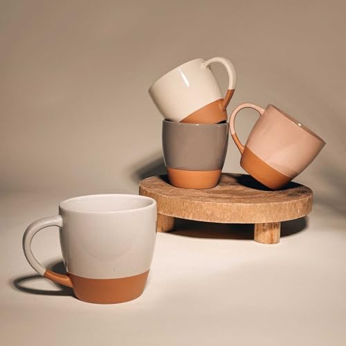Ceramic Large Latte Mug Set of 4 (Assorted Neutrals)